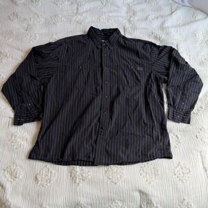 Harley-Davidson Mens Black Striped Long Sleeve Button Up Shirt Biker Western XL